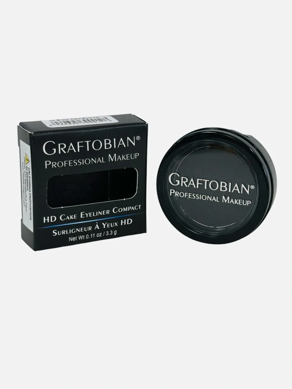 Graftobian Jet Black Cake Eyeliner, Long-Lasting, Water-Activated Power